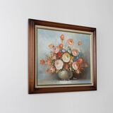 Painting of a vase with flowers by the Belgian painter Edmond Sanders (1898-1961)