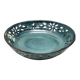 Very large handcrafted openwork stoneware dish Ø 36 cm – Turquoise blue glaze