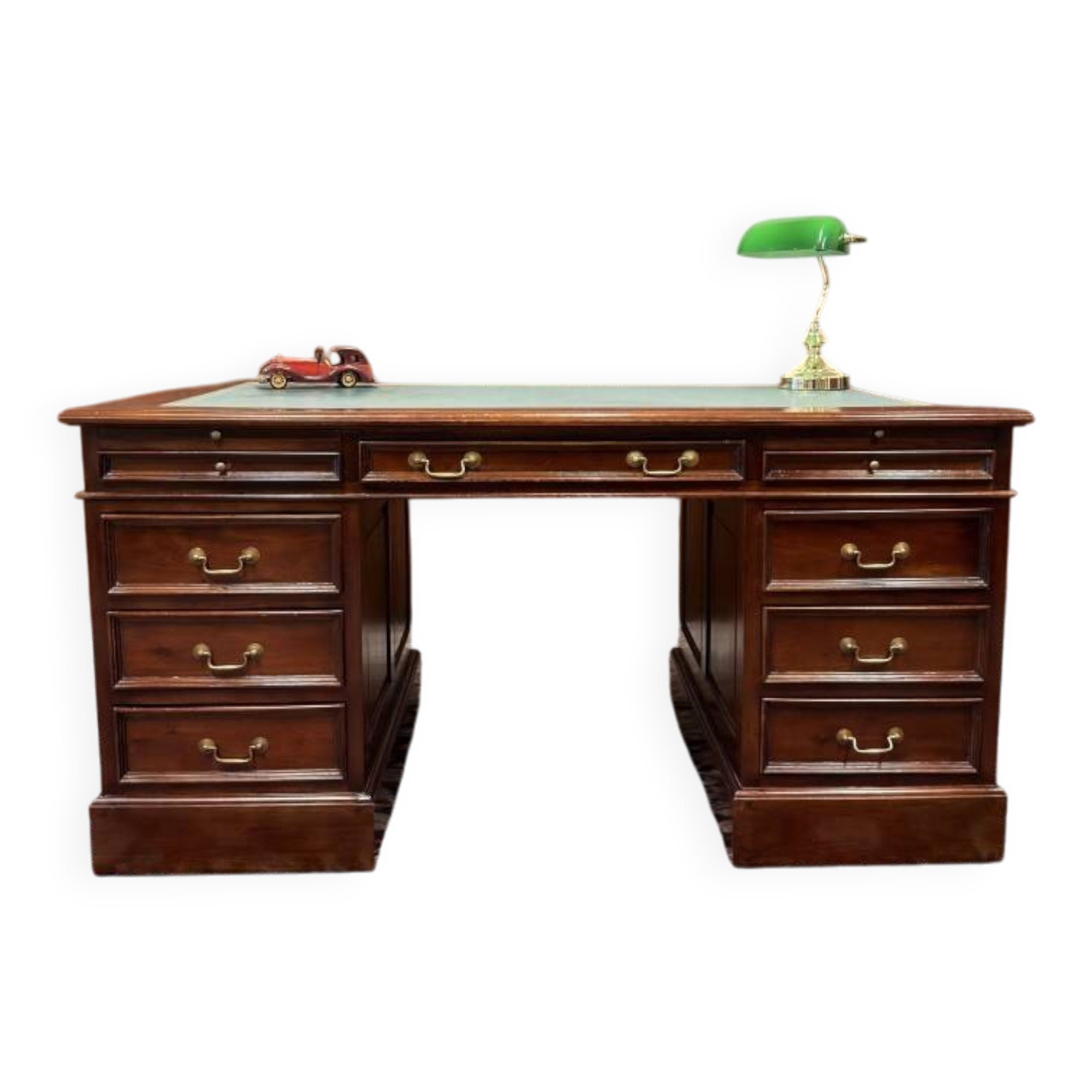 Classic English Desk with Green Leather