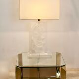 Lampe de table en laiton et lucite années 1970