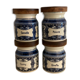 4 pots à épices anciens bleus et blancs faïence de Delfts