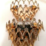 Paire d'appliques dorées design années 70