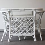 White rattan table and chairs set.