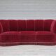 1960s, Danish 3-seater "Banan" sofa, original cherry-red furniture velour.