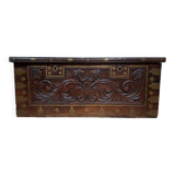 Antique carved wooden chest with gilded brass – Orient / 19th century