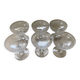 6 Mismatched Engraved Champagne Glasses