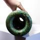 Large Tamegroute candlestick in green glazed terracotta, Morocco, 1960s-1970s.