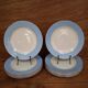 Set of 6 flat plates l'Amandinoise blue and gold outline 7885