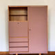 Armoire penderie & commode vieux rose et bois