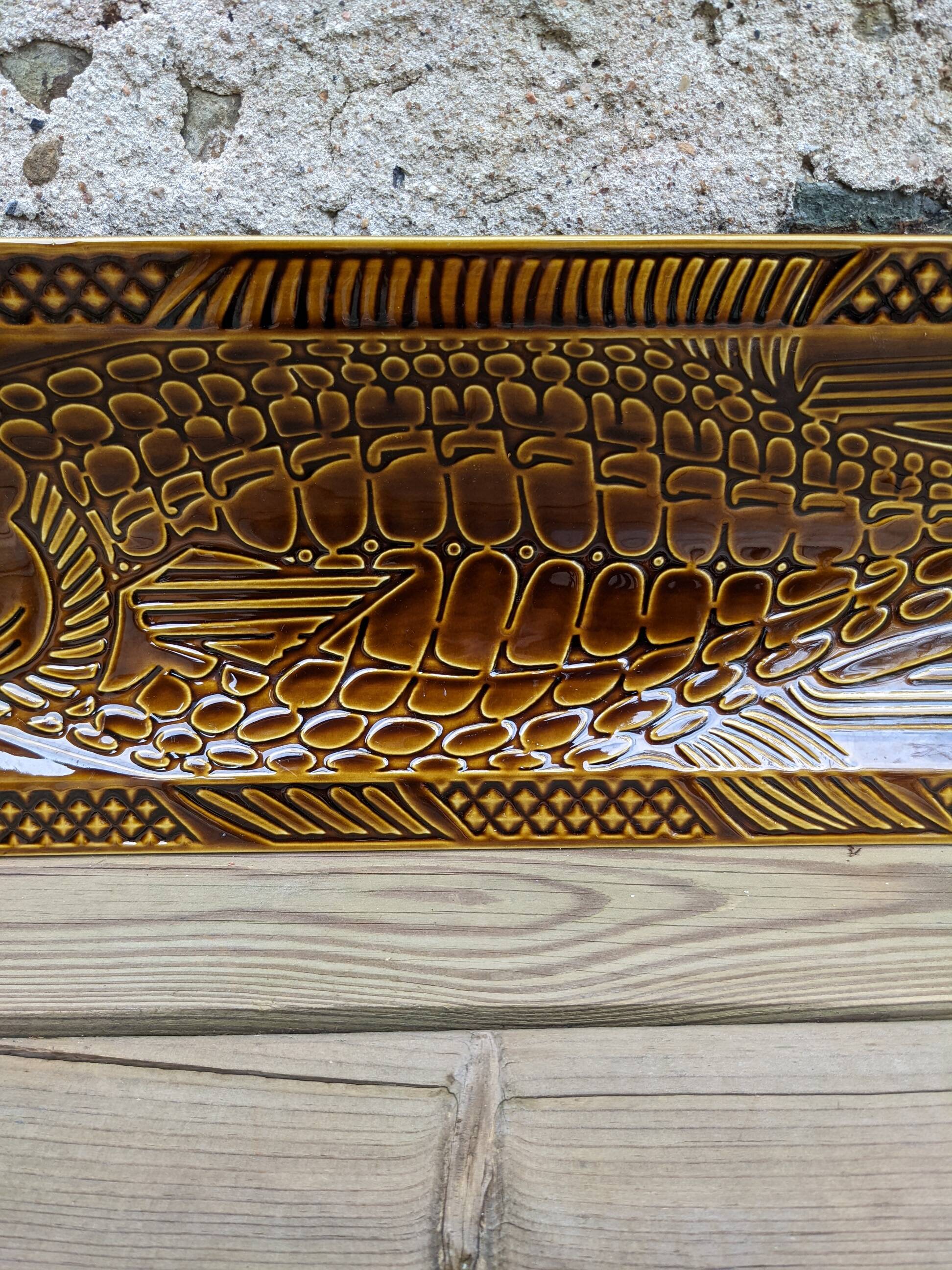 Dish fish vintage ceramic brown 60 cm