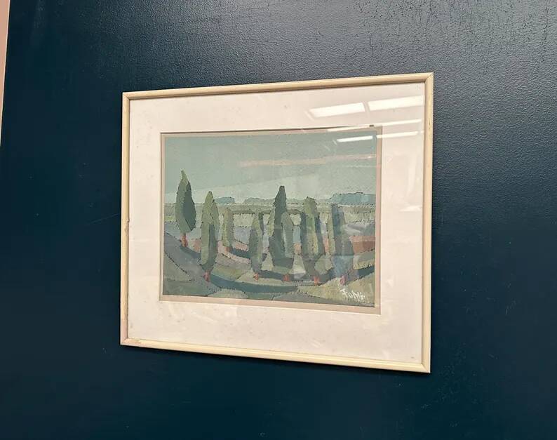 Original Swedish Oil on Paper – “Trees” by Gunnar Fohlin – Signed –