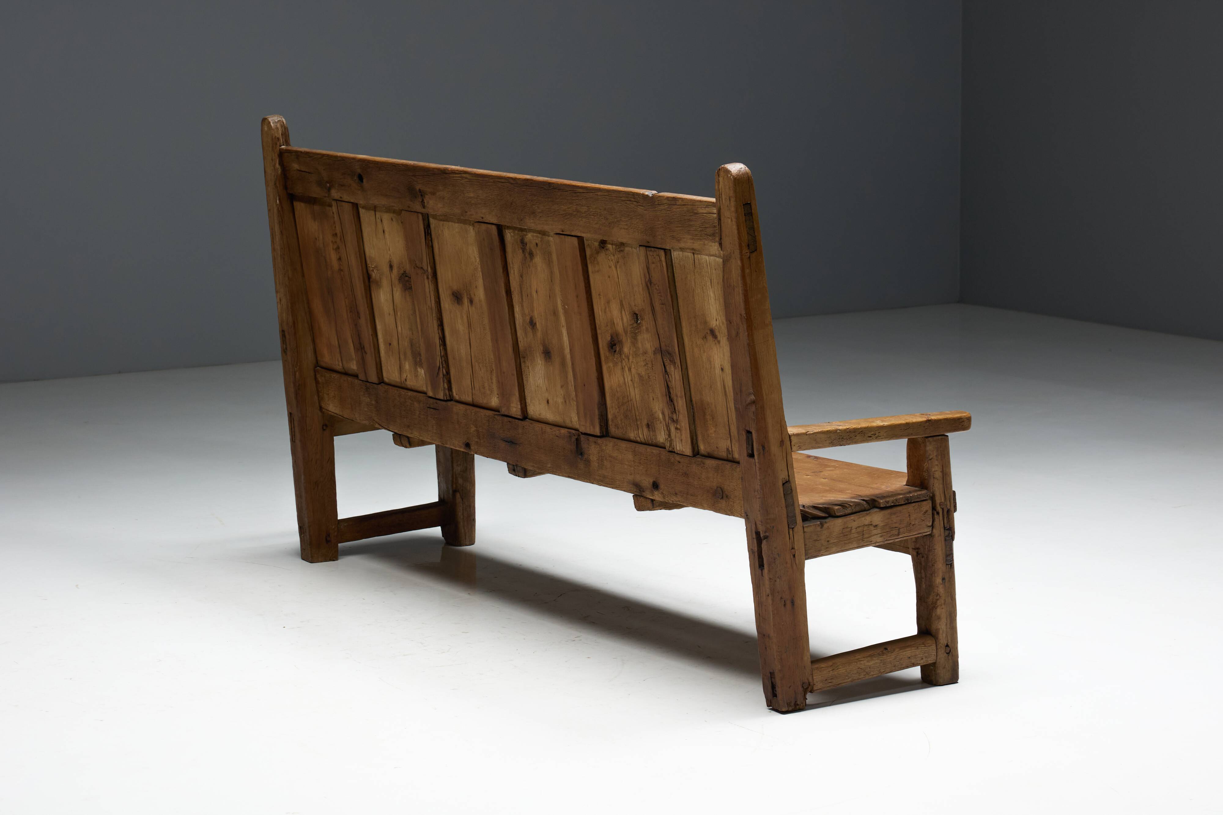 Rustic Travail Populaire Bench, France, 19th Century
