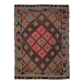 1955s Turkish Antique Pink & Blue Vintage Kilim Rug, 167x226Cm