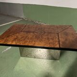 Table basse cocktail Paul Michel en bois de loupe