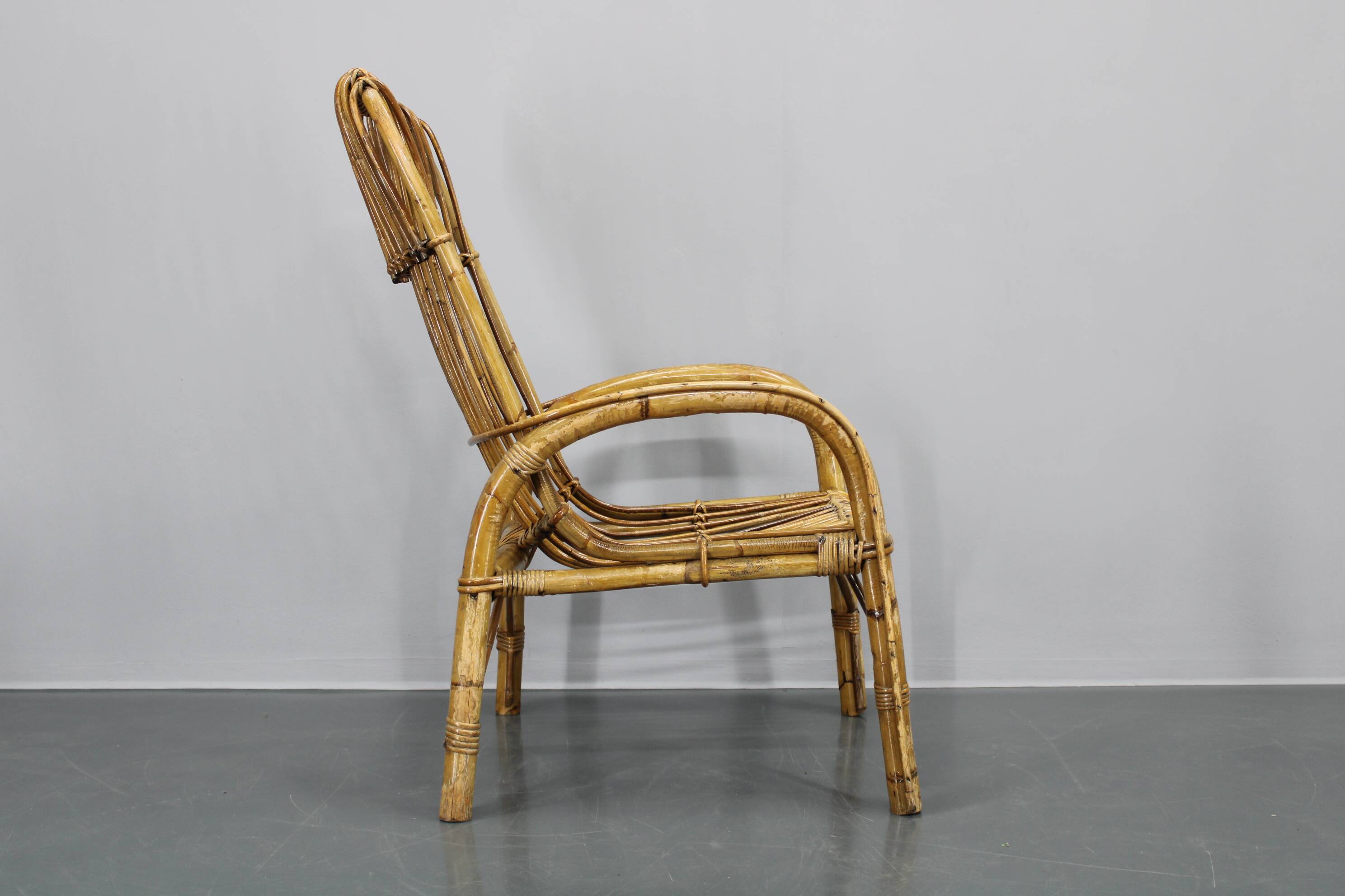 1950s “French Riviera” Rattan Armchair, Italy