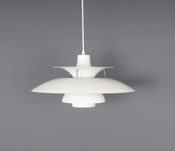 Lampe à suspension blanche Louis Poulsen PH5, années 1970
