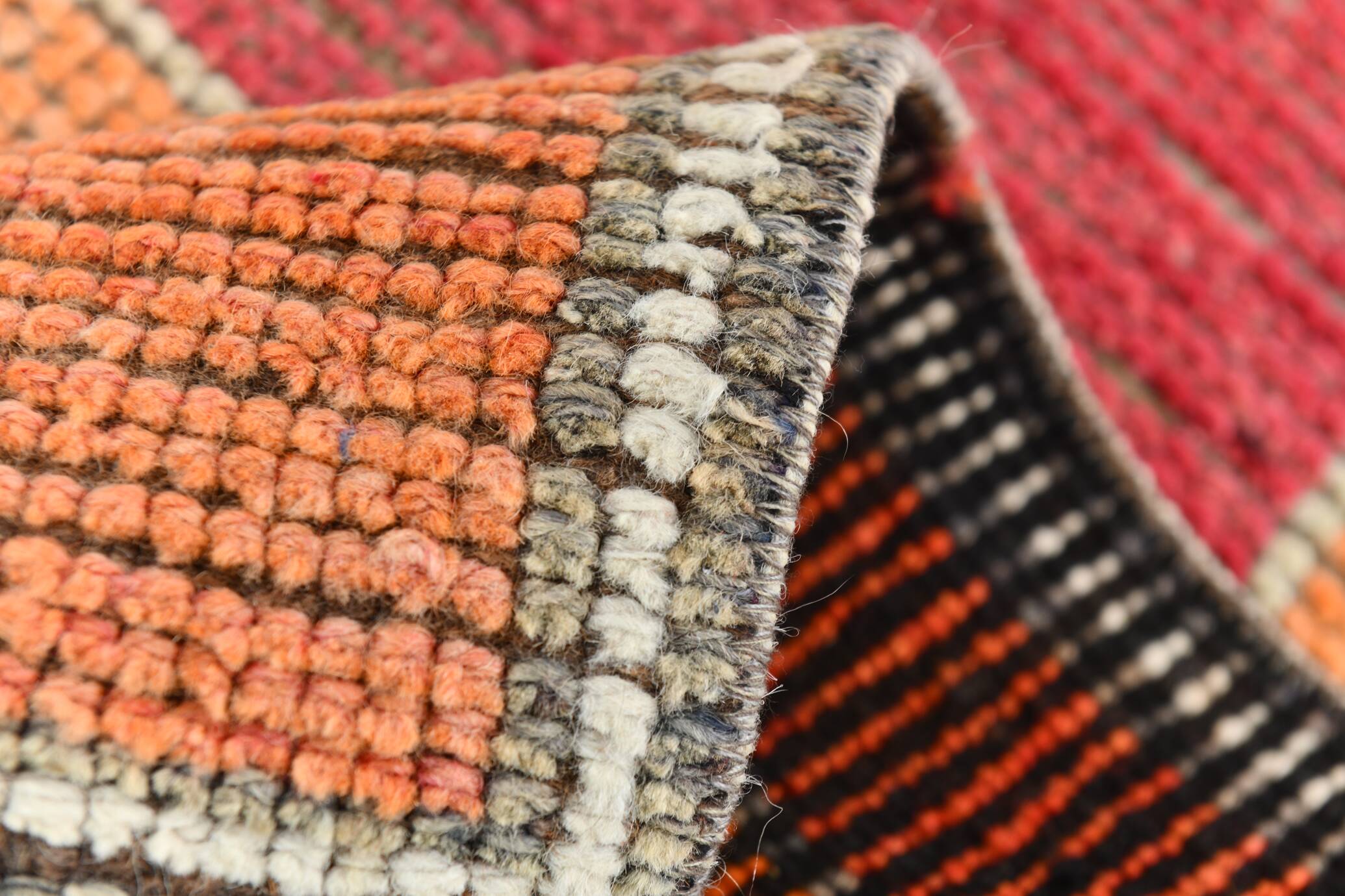 Red & Green Turkish Vintage Runner Rug, 93x342Cm