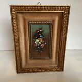 Cadre doré, huile sur panneau "bouquet de fleurs"