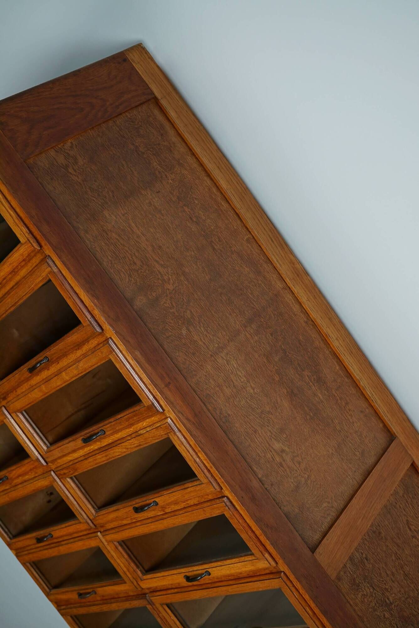 English Haberdashery Shop Cabinet with Glass Fronted Drawers, Circa 1930s