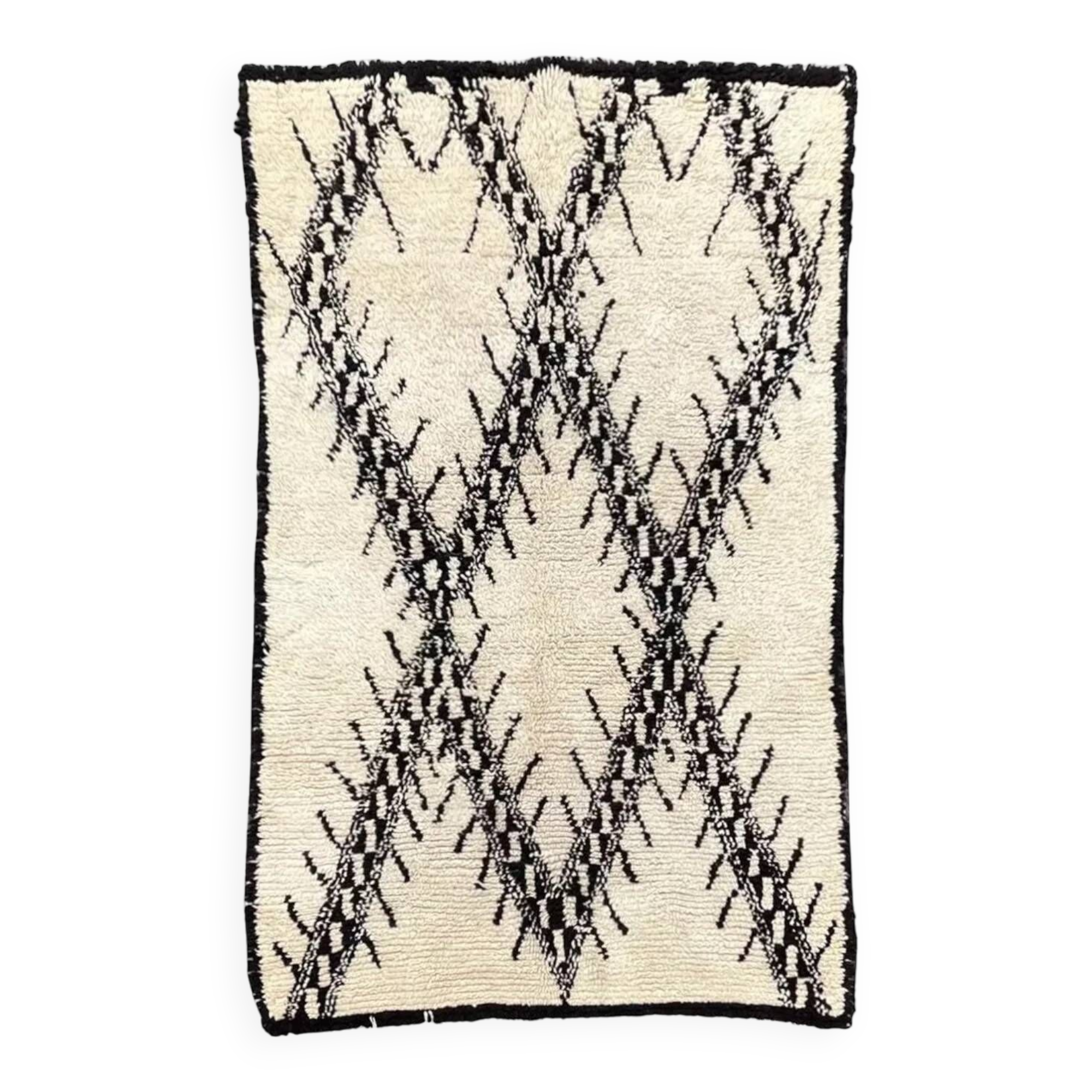 White Berber Beni Ourain wool rug 130x210 cm