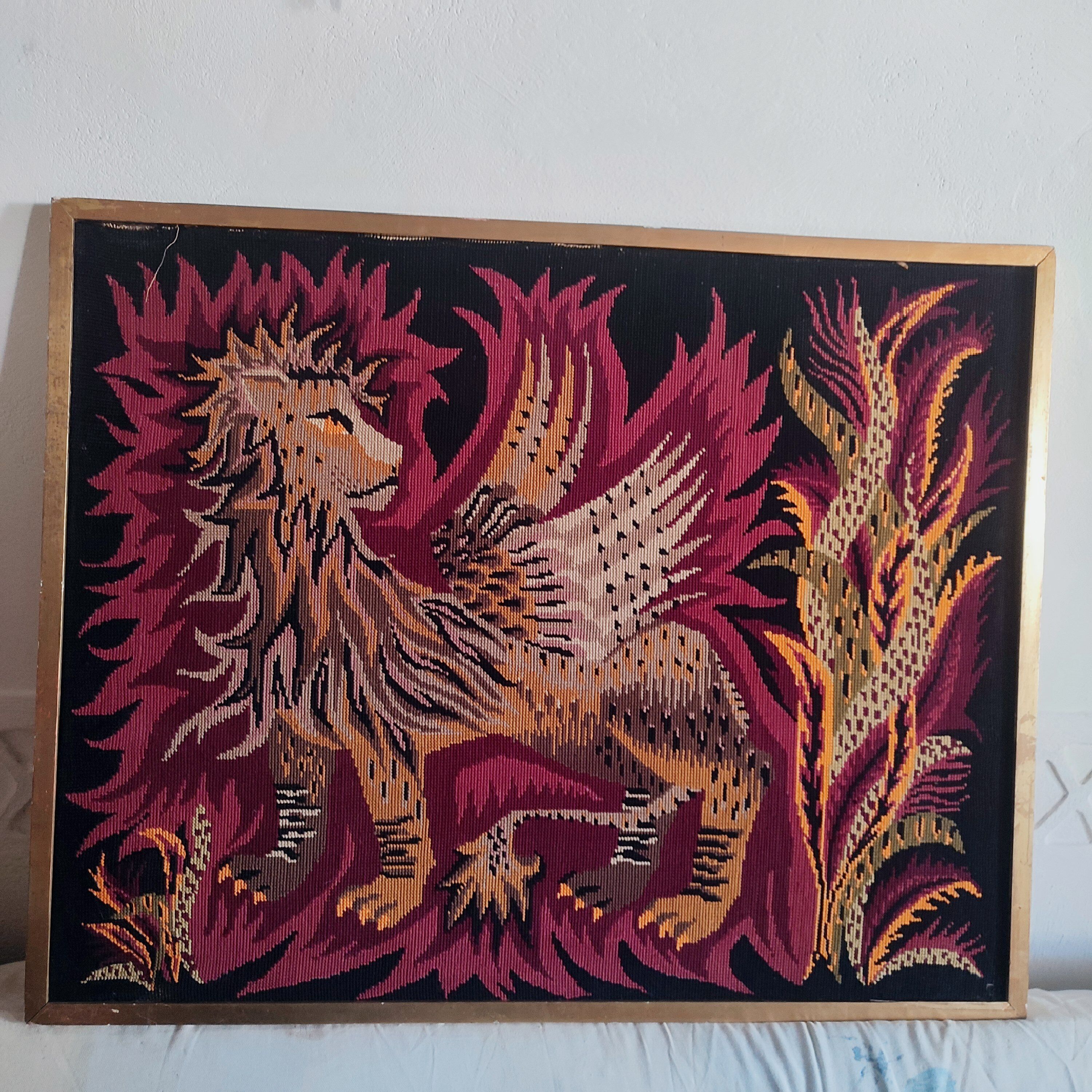 Tapisserie en coton lion ailé