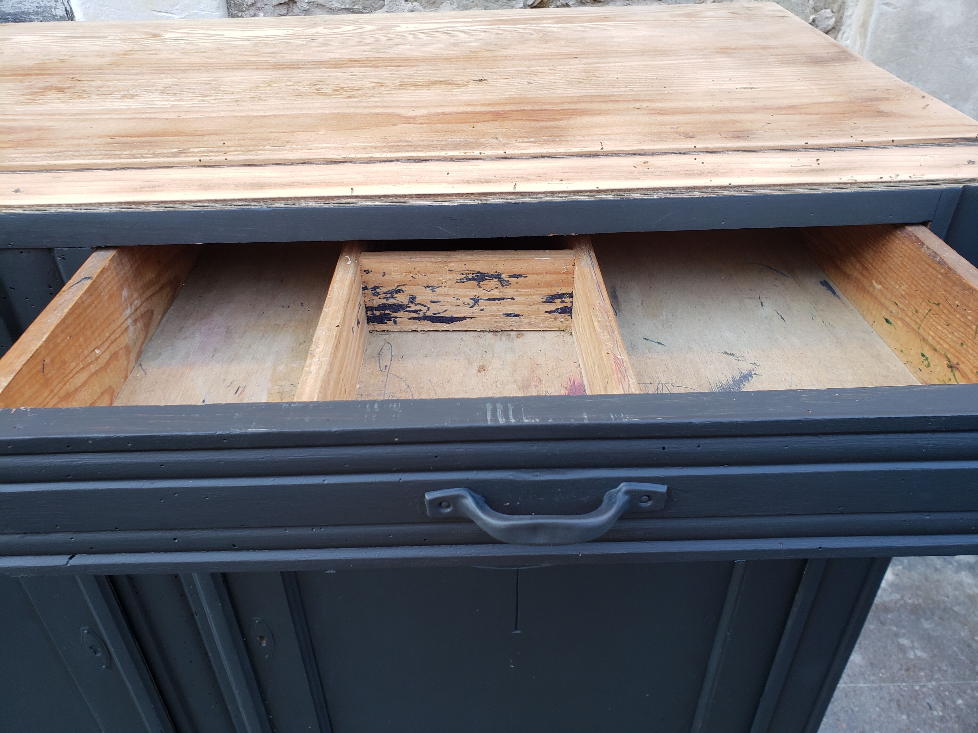 Vintage art deco abyssal blue buffet