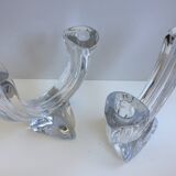 Pair large candlesticks crystal candlesticks cristallerie de lorraine