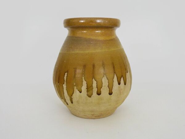 Jarre de Biot en terre cuite à glaçure à col vernissé vintage Provence. XXème