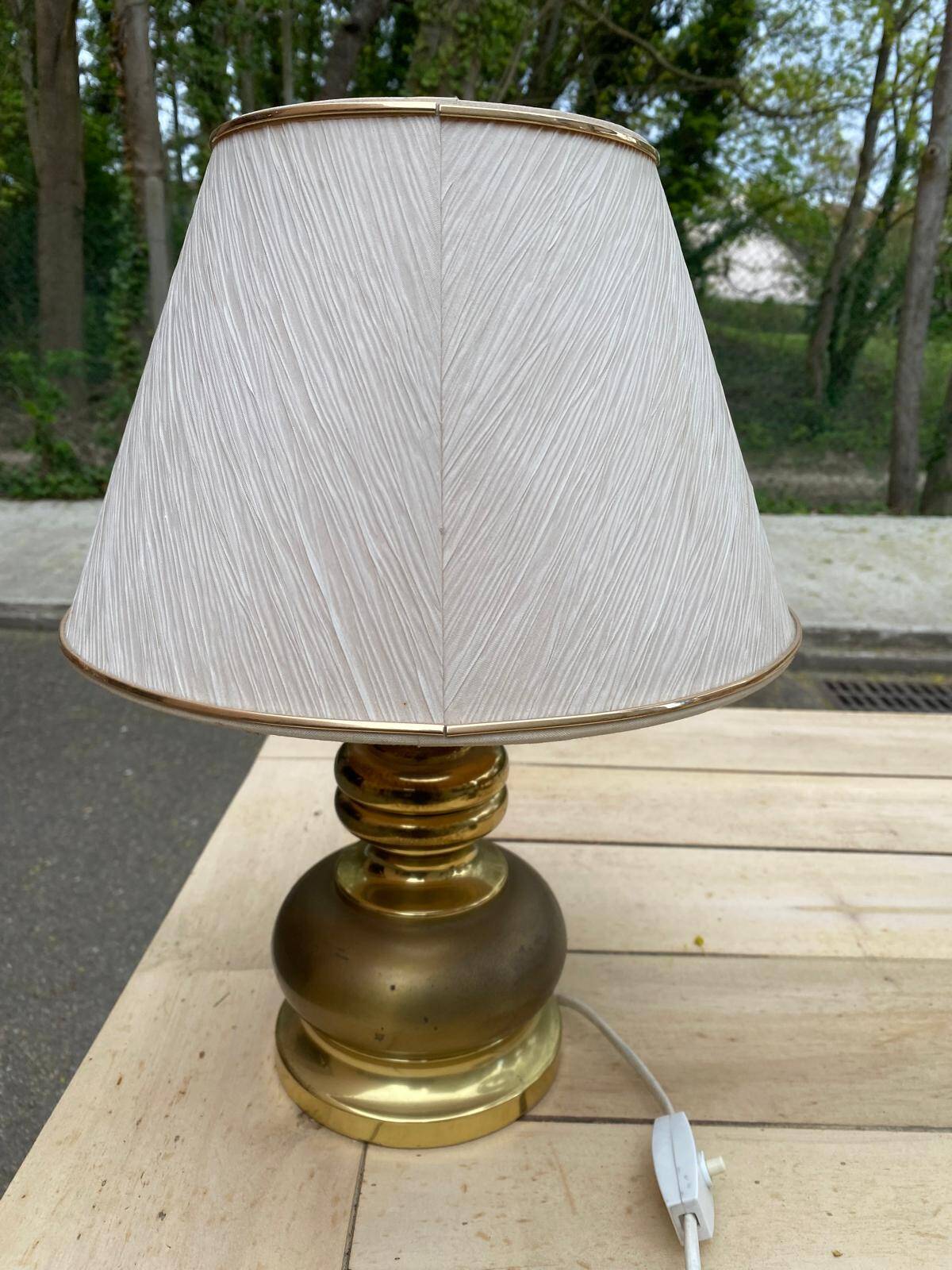 Vintage lamp with a bronze and gold brass ball base by Gura Leuchten.