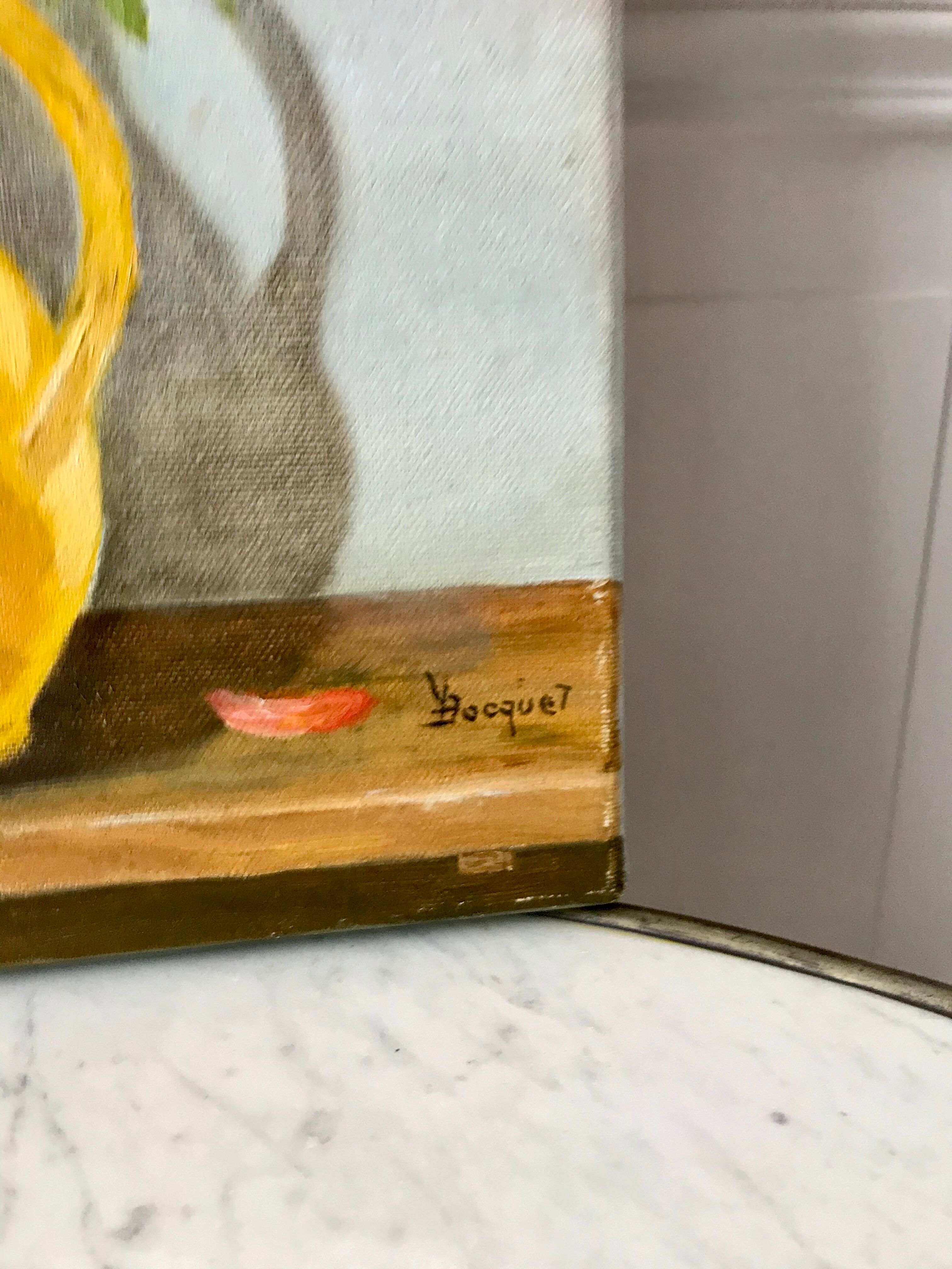 Tableau huile sur toile bouquet de fleurs vintage