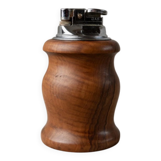 Brown Wood Vintage Lighter with Curved Italian Design, 1960s Table Accessory - Refined Gift