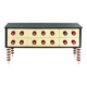 Midcentury Style Italian Sideboard Made of Solid Wood Murano Glass and Brass