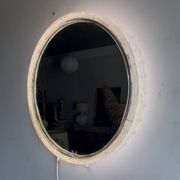Illuminated mirror ‘iced -glass’ Hillebrand style Mid Century