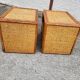 Pair of vintage maugrion rattan nightstands with drawers