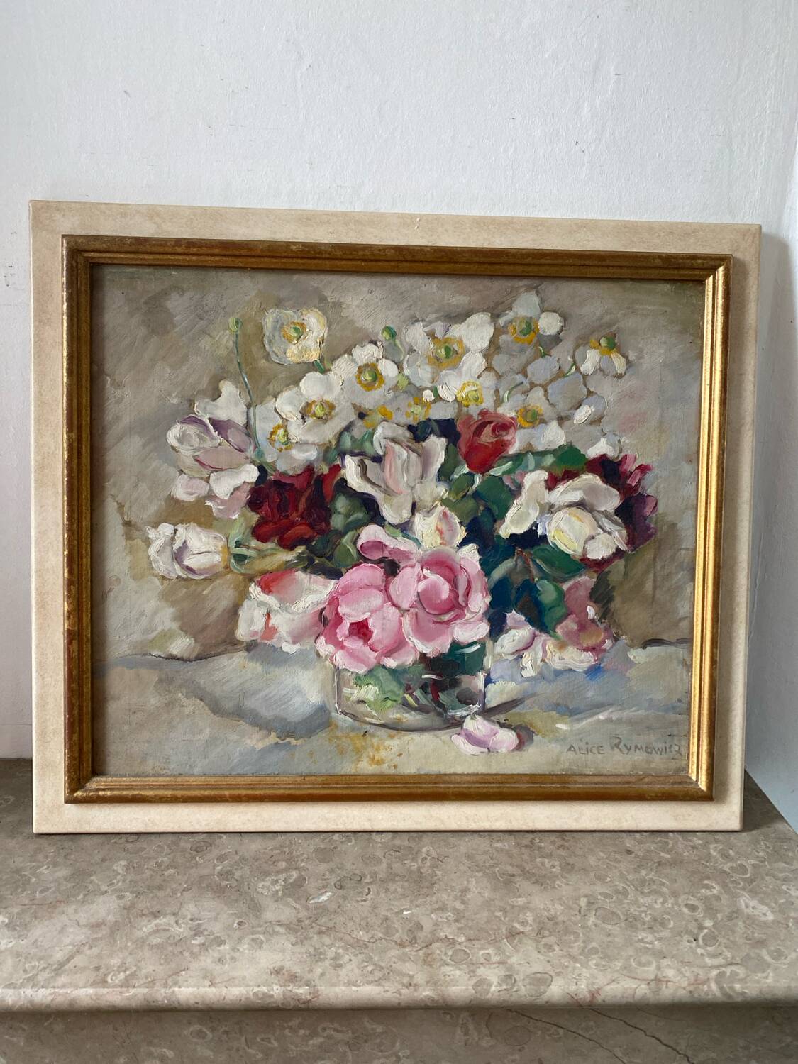 Bouquet de fleurs signé