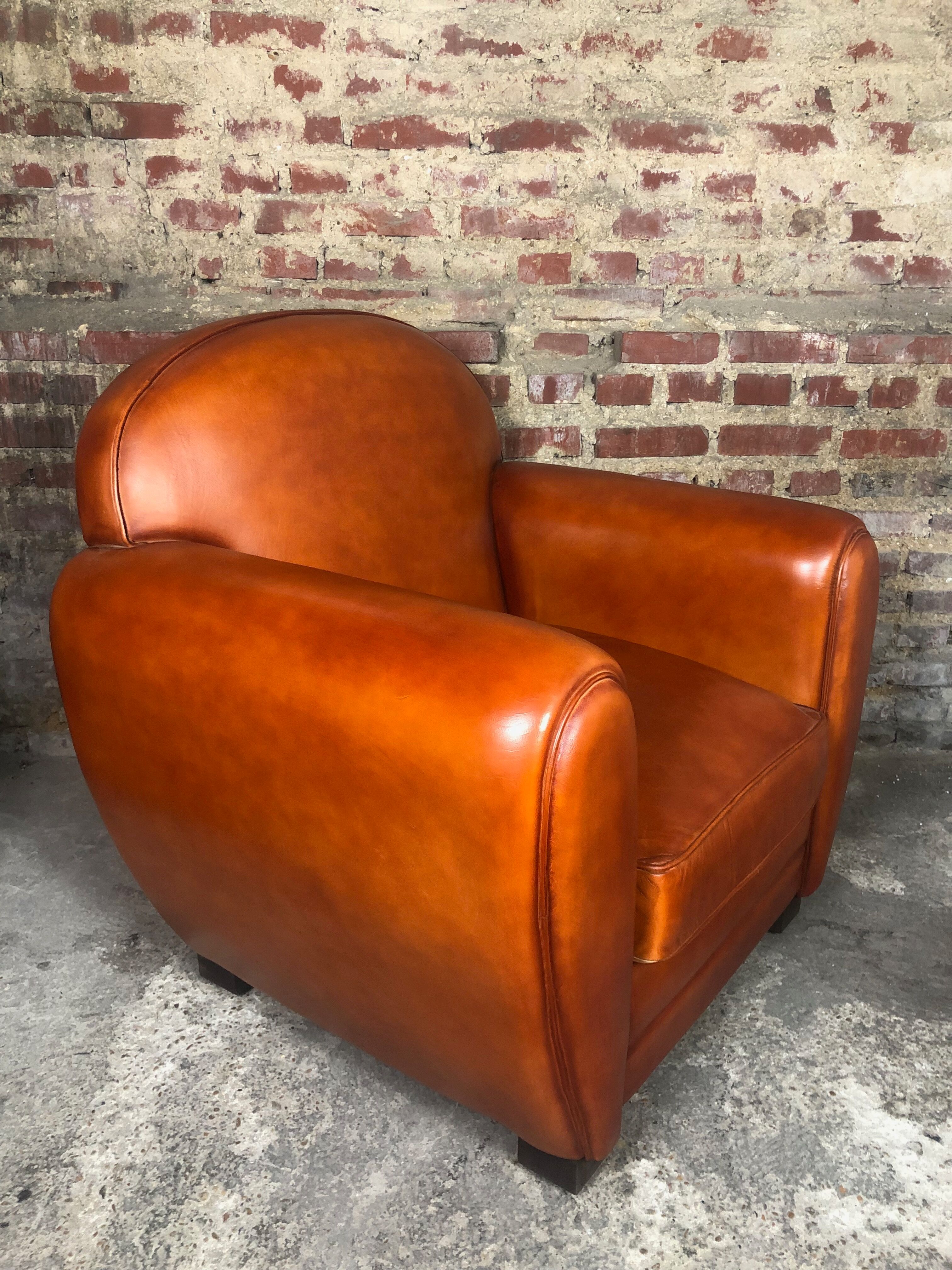 Vintage club armchair in camel leather