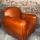 Vintage club armchair in camel leather