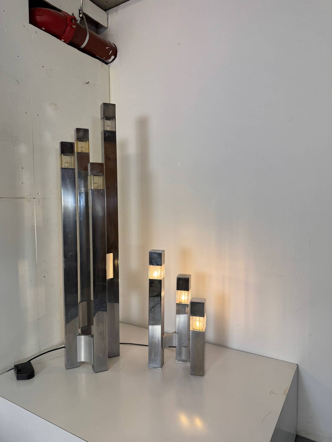 Mid-Century Modernist Italian Architectural Sciolari Cubic Floor Lamp by G