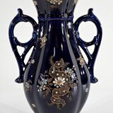 Midnight blue earthenware vase, "fives lille" - early twentieth century
