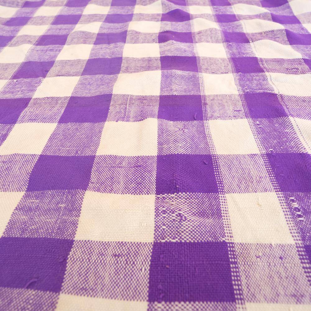 Vintage Haik purple check blanket from Morocco - 166 x 203 cm
