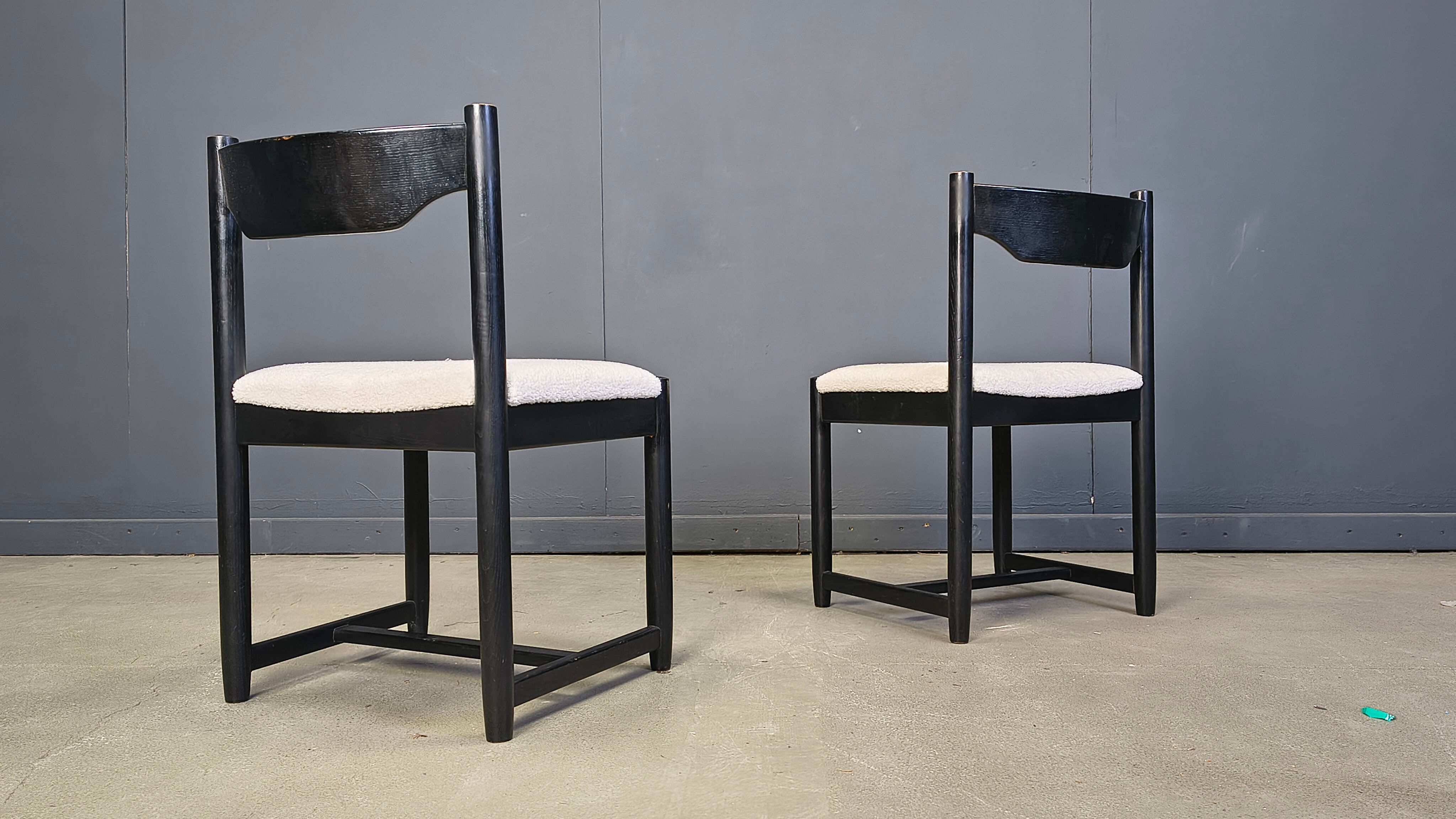 Vintage black wooden dining chairs, 1970s