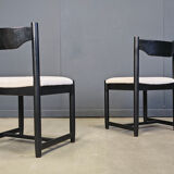 Vintage black wooden dining chairs, 1970s