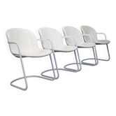 Ensemble de 4 chaises de salle à manger en cuir par Gastone Rinaldi pour Thema Italie, années 1970.