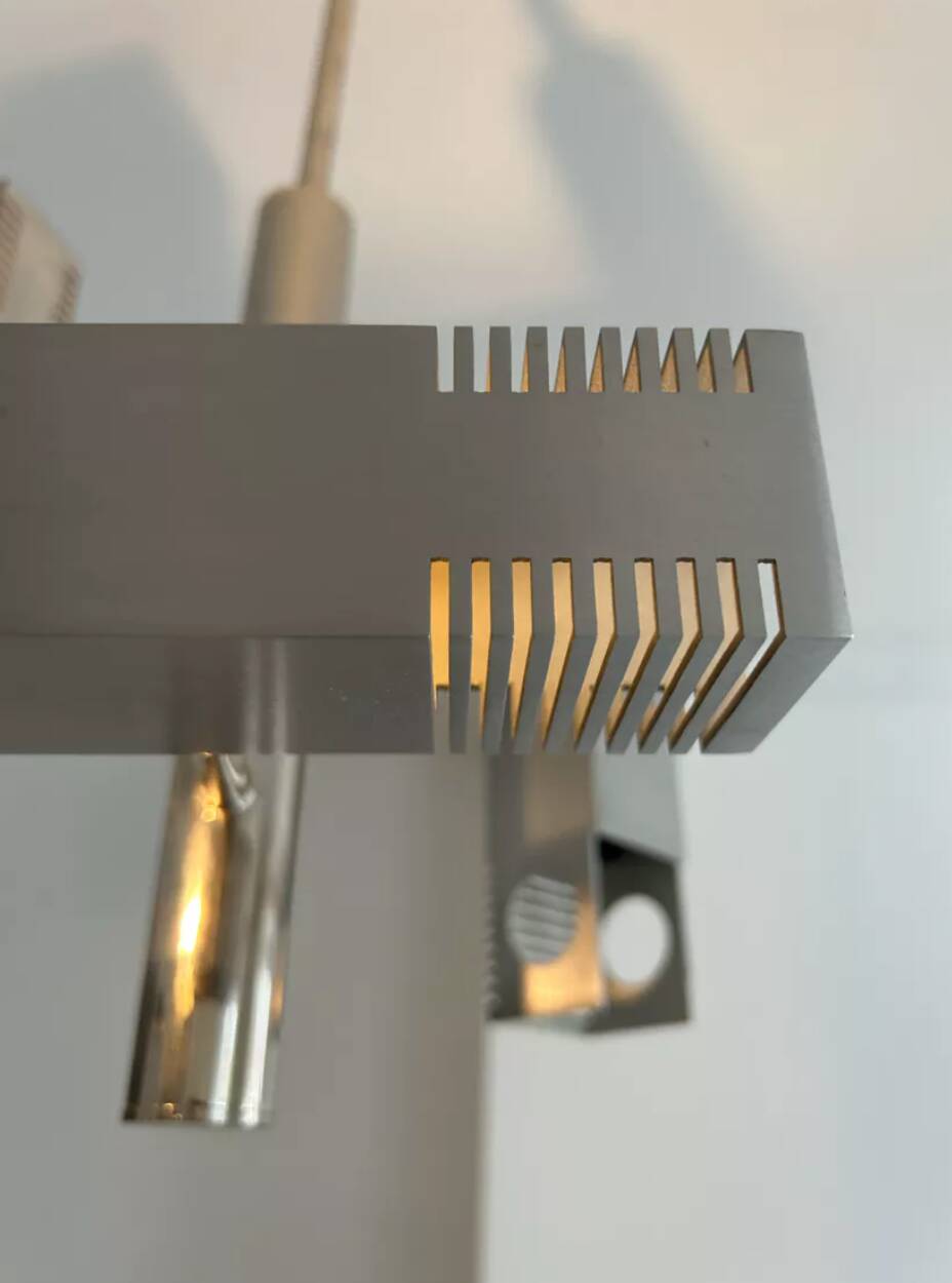 Henri Mathieu chandelier in chromed metal France 1960