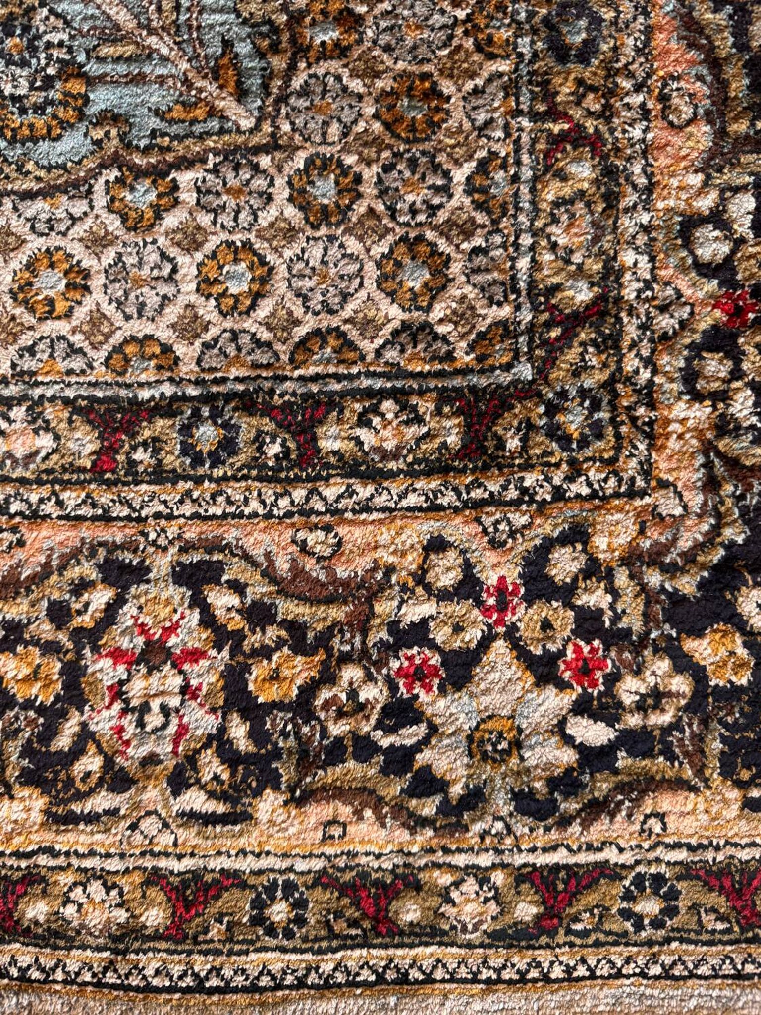 Antique Ghoum carpet from Iran in silk.