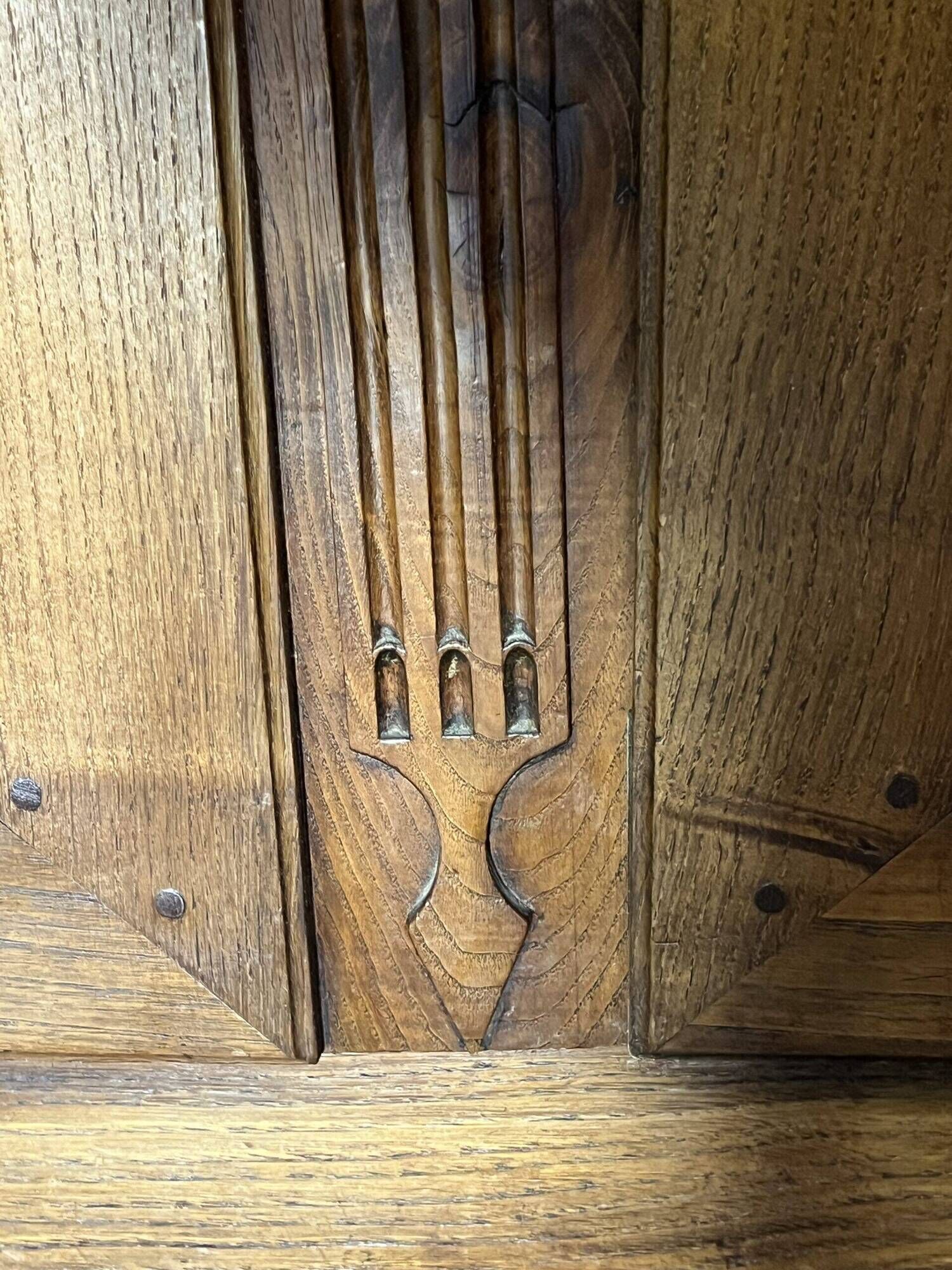 Very beautiful and old carved wooden wardrobe from the 19th century, small size, height 211 cm.