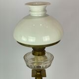 Kerosene lamp of brass with shade of white opaline glass, 1860