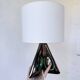 Pair of ceramic lamps in free-form triangle shape