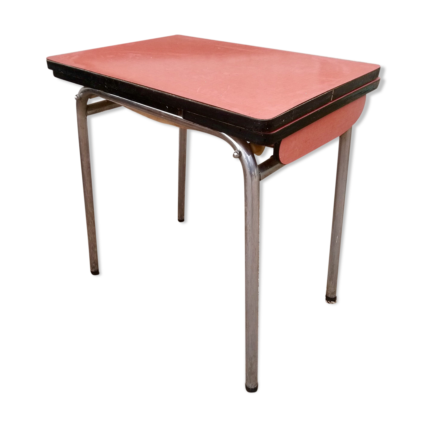 Table red Formica with extensions
