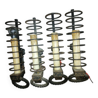 4 wall sconces, wrought iron, candle holder, medieval cellar rat style.